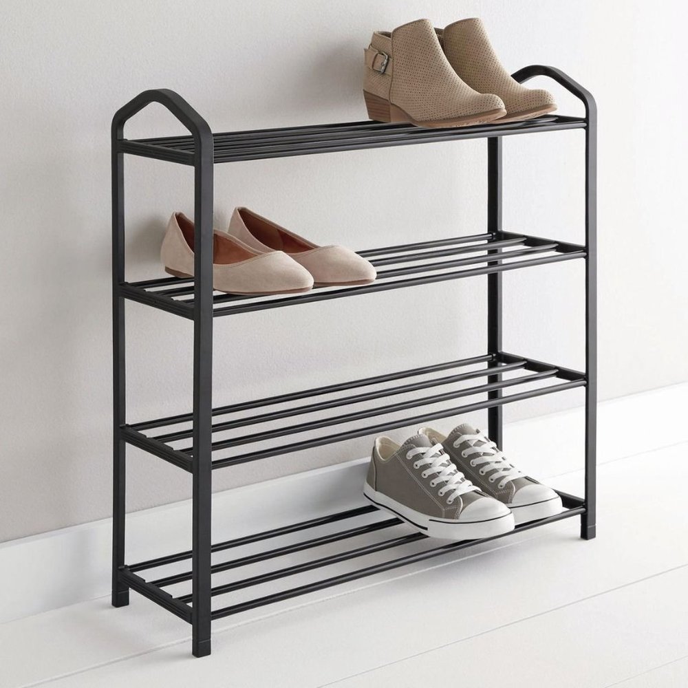 New 4 Tier Lightweight Metal Shoe Rack Organizer • Unassembled